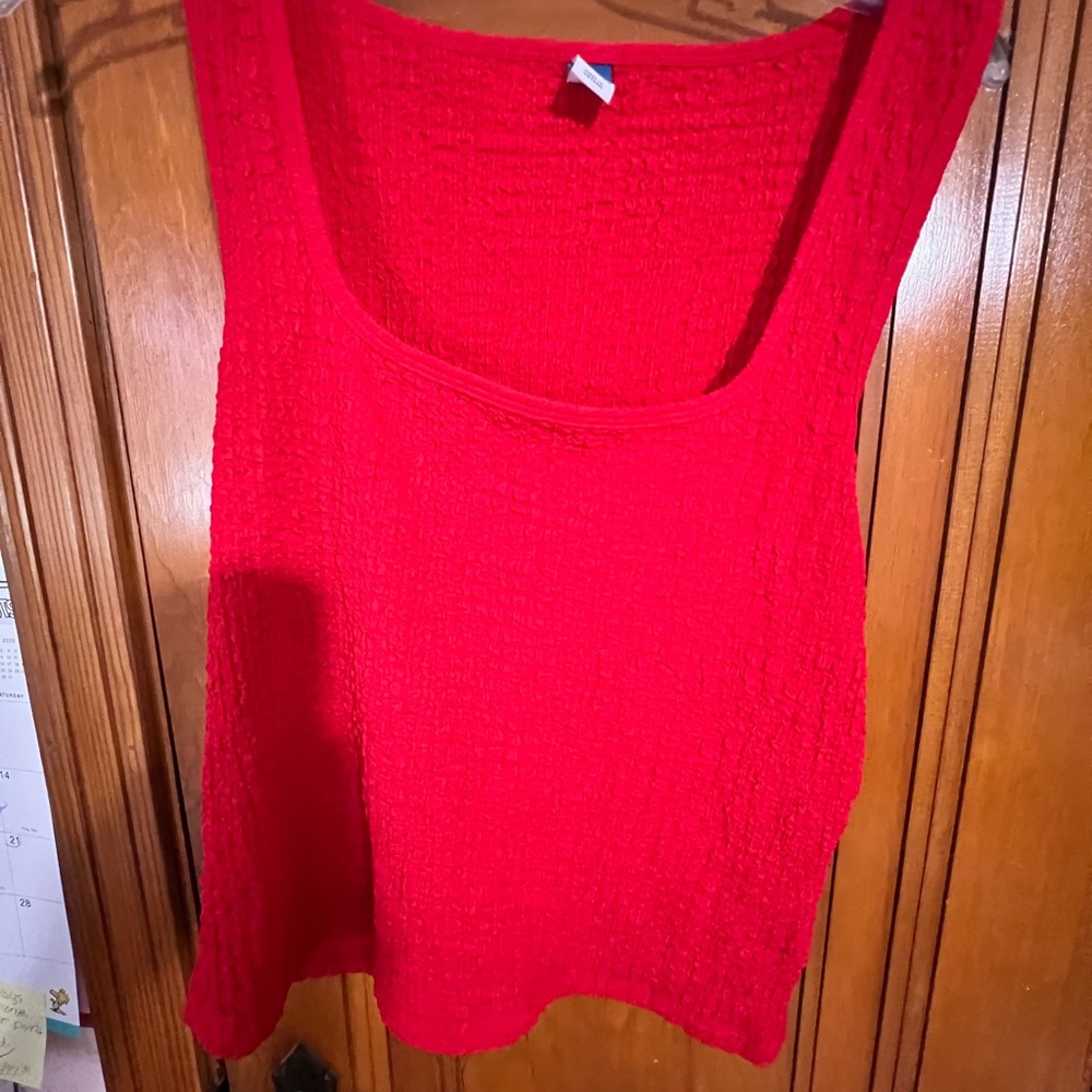 Old Navy Red Ribbed Sleeveless Tank Top